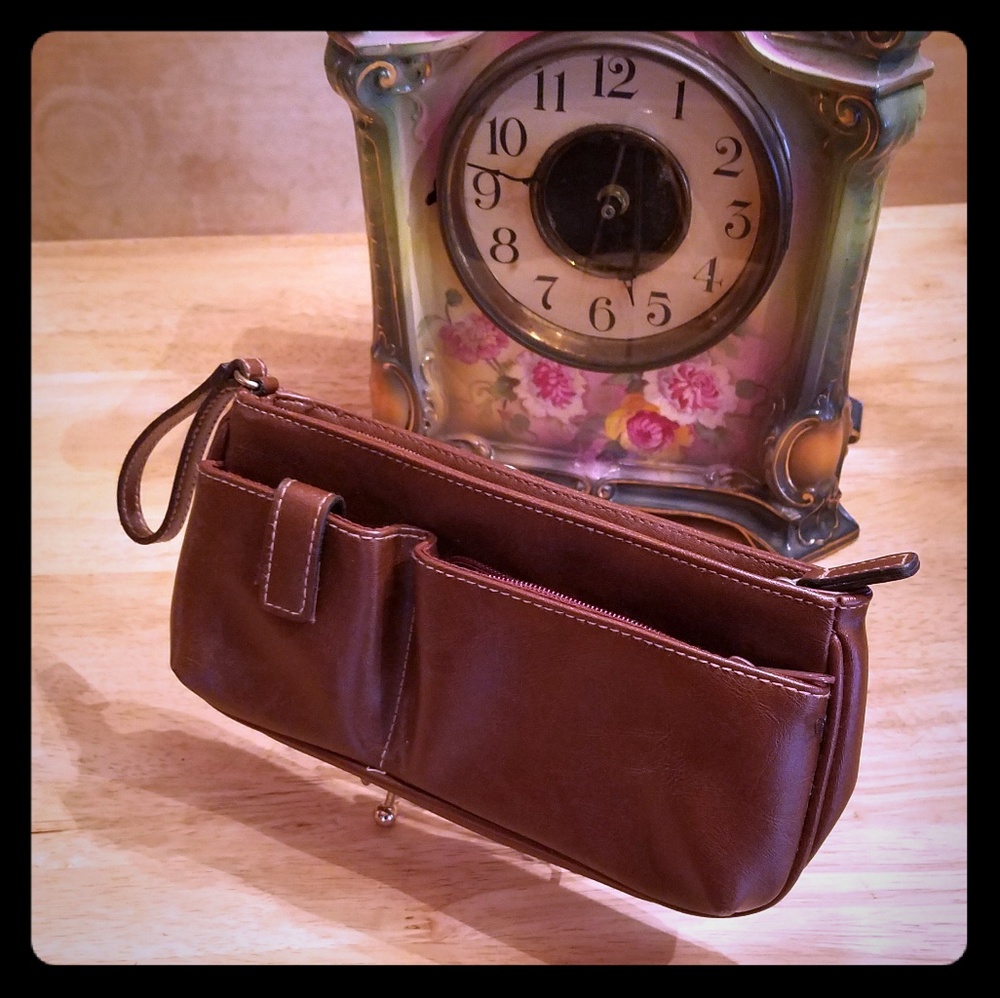 Brown Faux Leather Clutch
